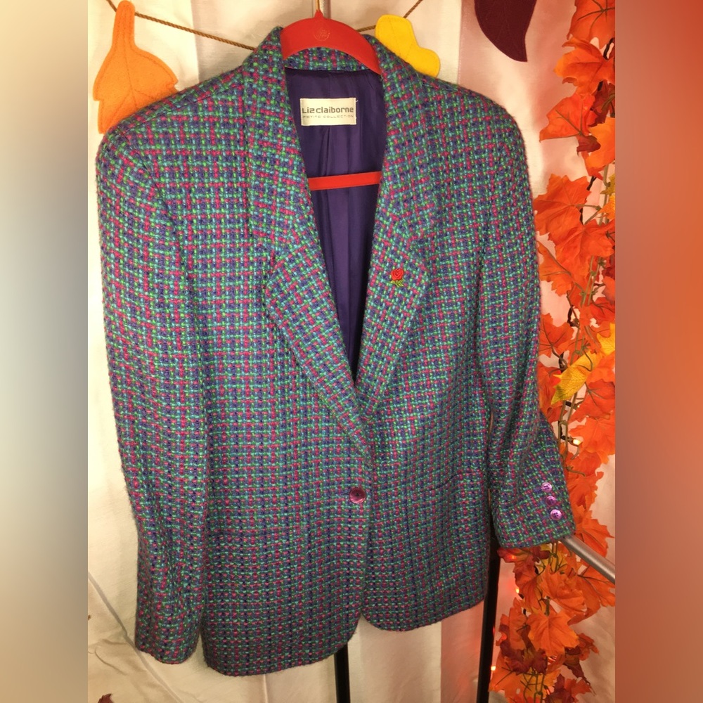 Liz Claiborne Petite Collection | Women’s Multicolor Tweed Blazer Jacket